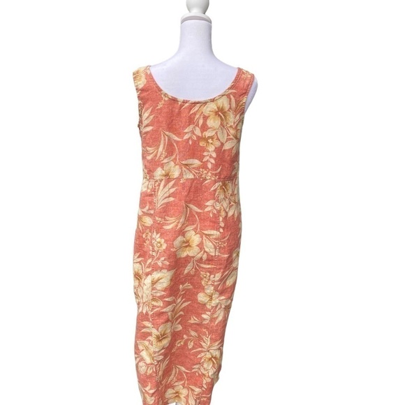 JESSICA Howard Petite Medium 100% Linen Sleeveless Maxi Dress w Button Coral - Picture 9 of 9